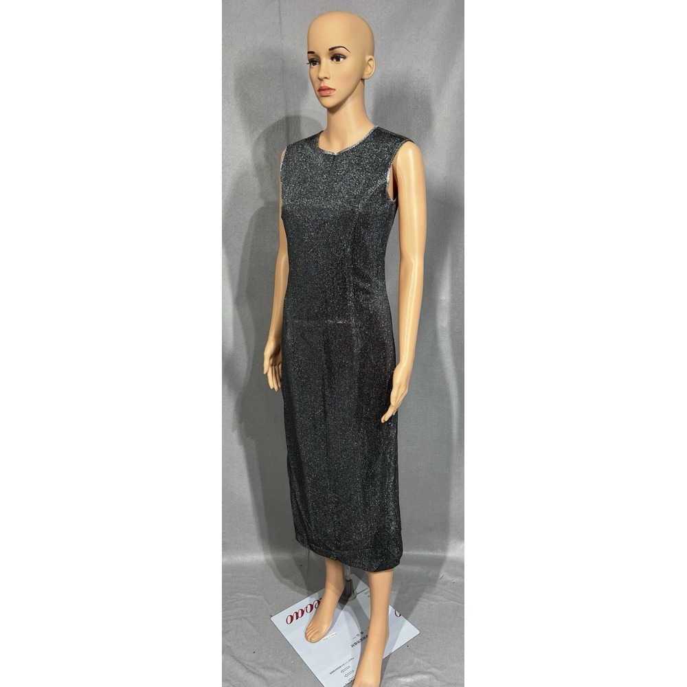 Santa Fe Glimmer Silver Sheath Dress Size 4 - Picture 3 of 7